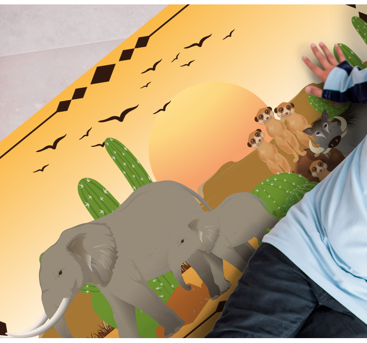 Vinyl Teppich Natur elefantenexpedition in der dämmerung - TenStickers