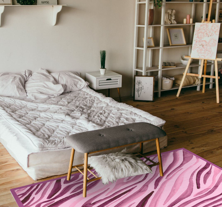 Vinyl Teppich Tiermuster rosa zebrastreifen - TenStickers