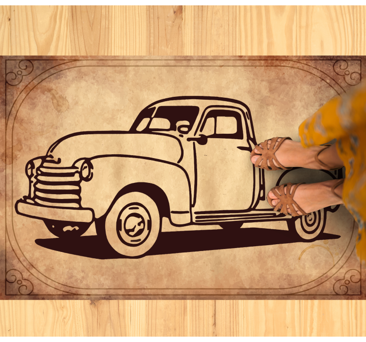 Vinyl Teppich Vintage klassische lkw-silhouette - TenStickers