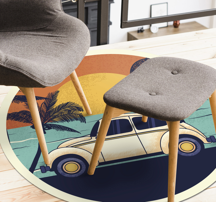 Vinyl Teppich Vintage retro-autolandschaft - TenStickers