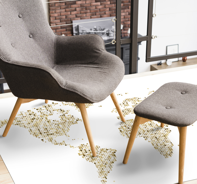 Vinyl Teppich Weltkarte goldene kartenumrisse - TenStickers