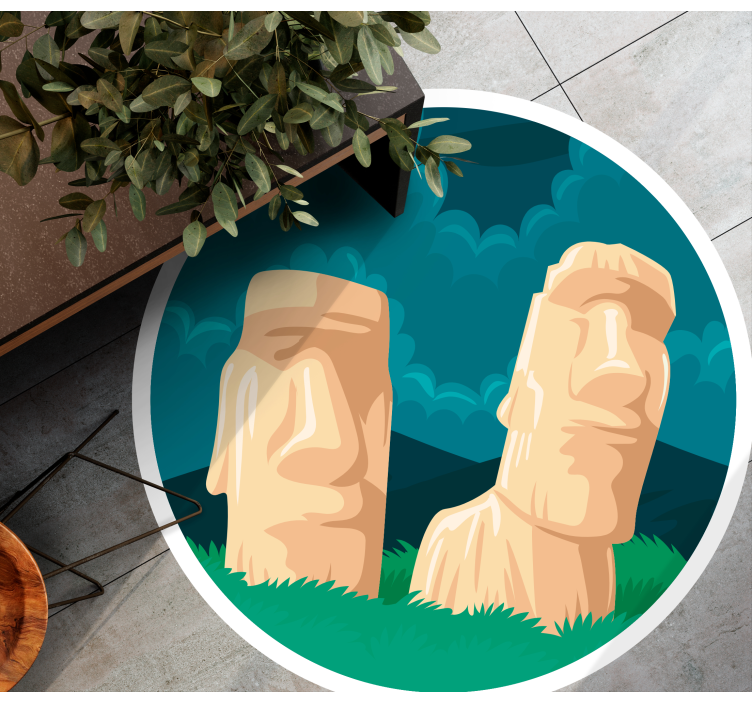 Vinyl Teppich Weltkarte silhouette der moai-statuen - TenStickers