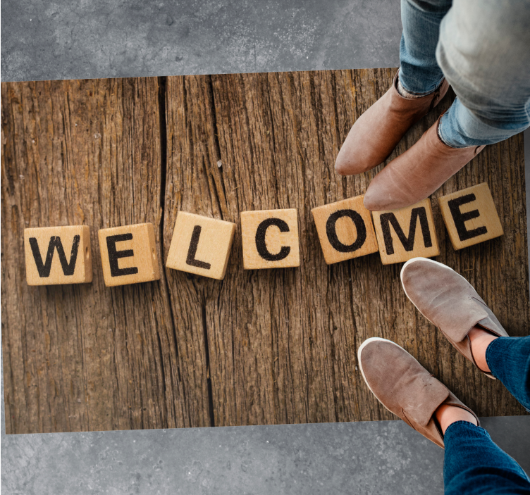 Vinylteppich Diele Willkommen auf würfeln - TenStickers