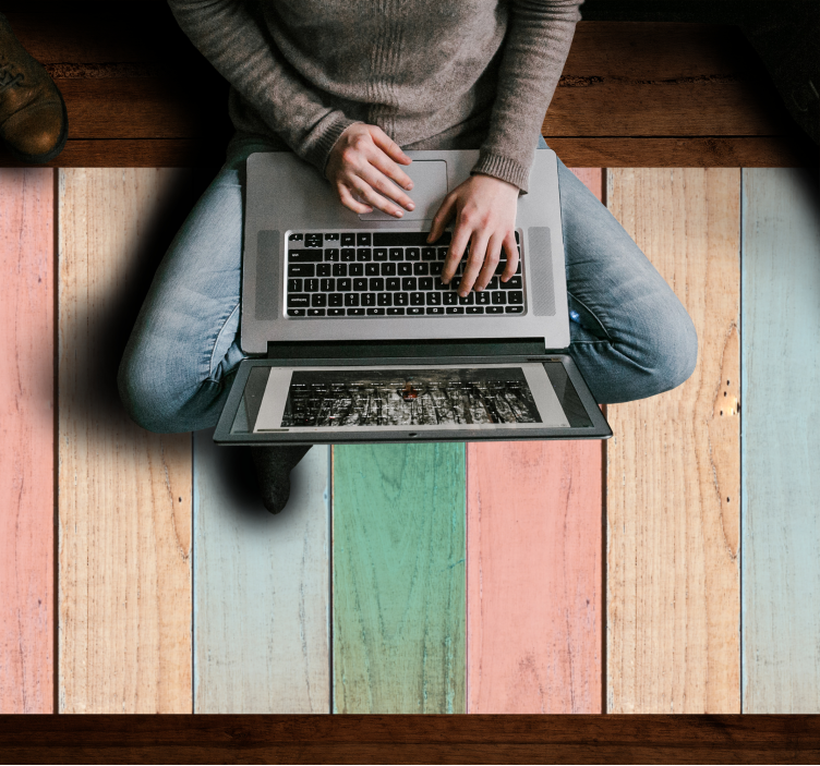 Vinylteppich Holzoptik pastellfarbene dielenoberfläche - TenStickers