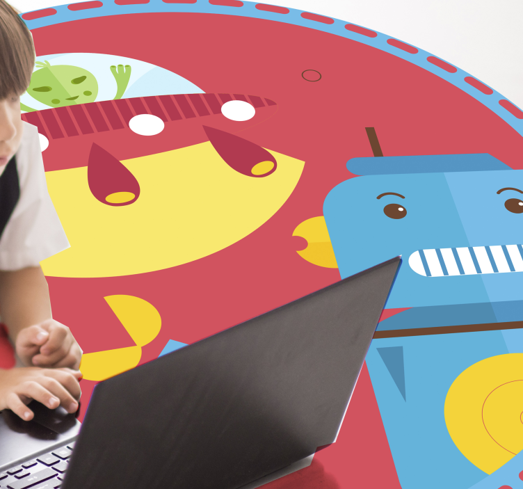 Vinylteppich kindlich Krieg mit außerirdischen roboter-cartoon - TenStickers