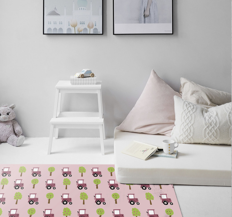 Vinylteppich kindlich Rosa traktormuster - TenStickers