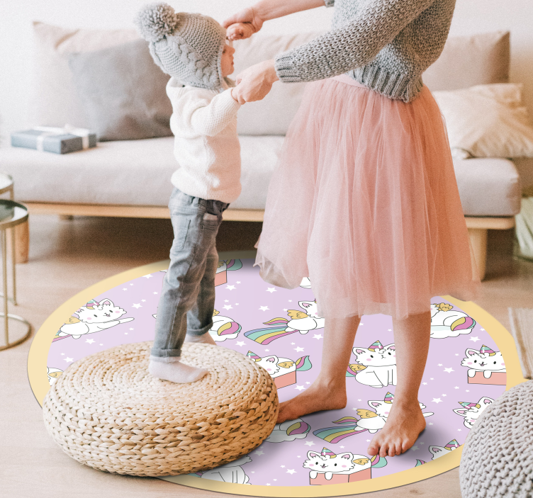 Vinylteppich kindlich einhorn-katzen-abenteuer - TenStickers