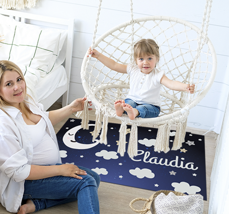 Vinylteppich mit Name anpassbares Sternennachtdesign - TenStickers