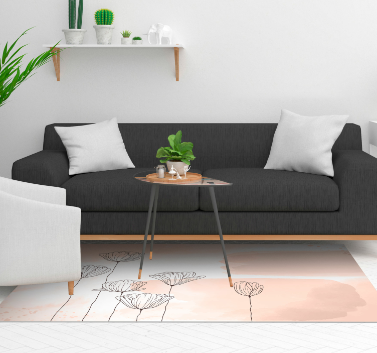 Vinylteppich Blumen Blumen linie - TenStickers