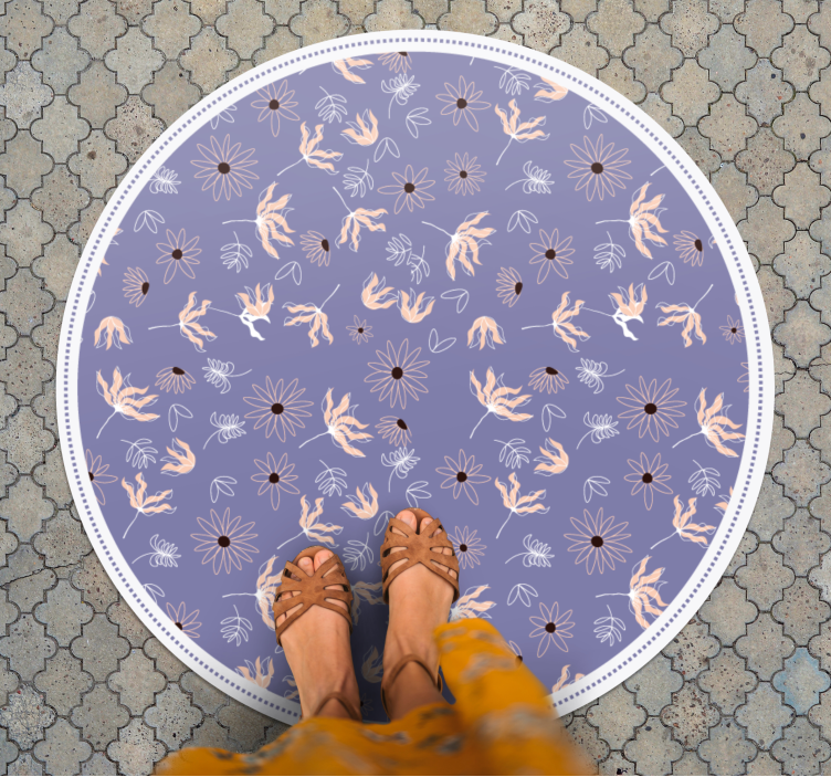 Vinyl Teppich rund Orange und lila abstrakte blume - TenStickers