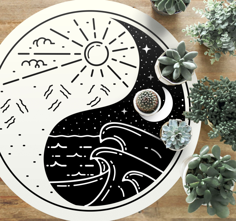 Vinylteppich modern Yin yang sonne und mond - TenStickers