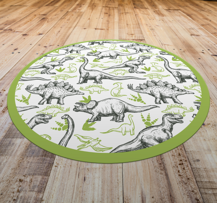 Vinylteppich Tiere Zweifarbiger doodle-dinosaurier-druck - TenStickers