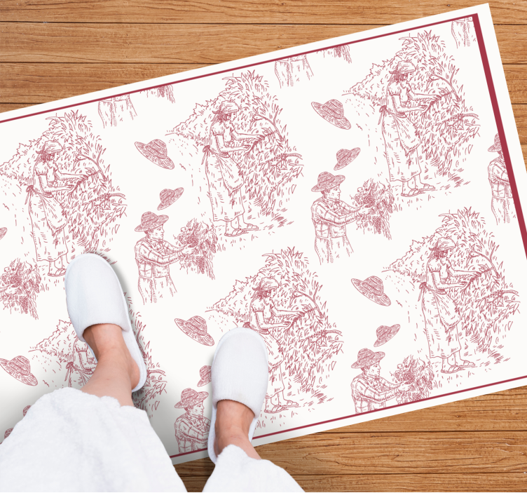Vinylteppich Retro pastoral Scene Toile Pattern - TenStickers