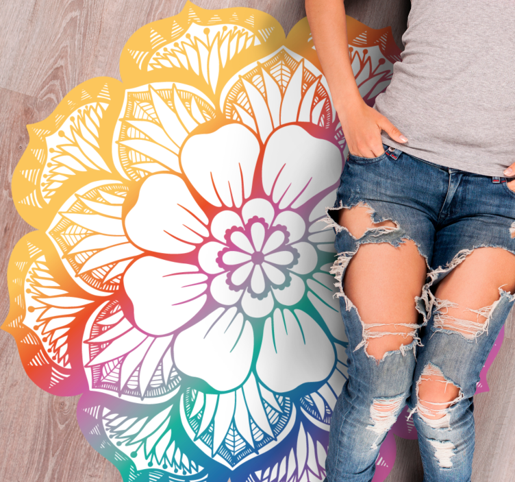 Vinylteppich Mandala Regenbogenfarben blume des lebens - TenStickers