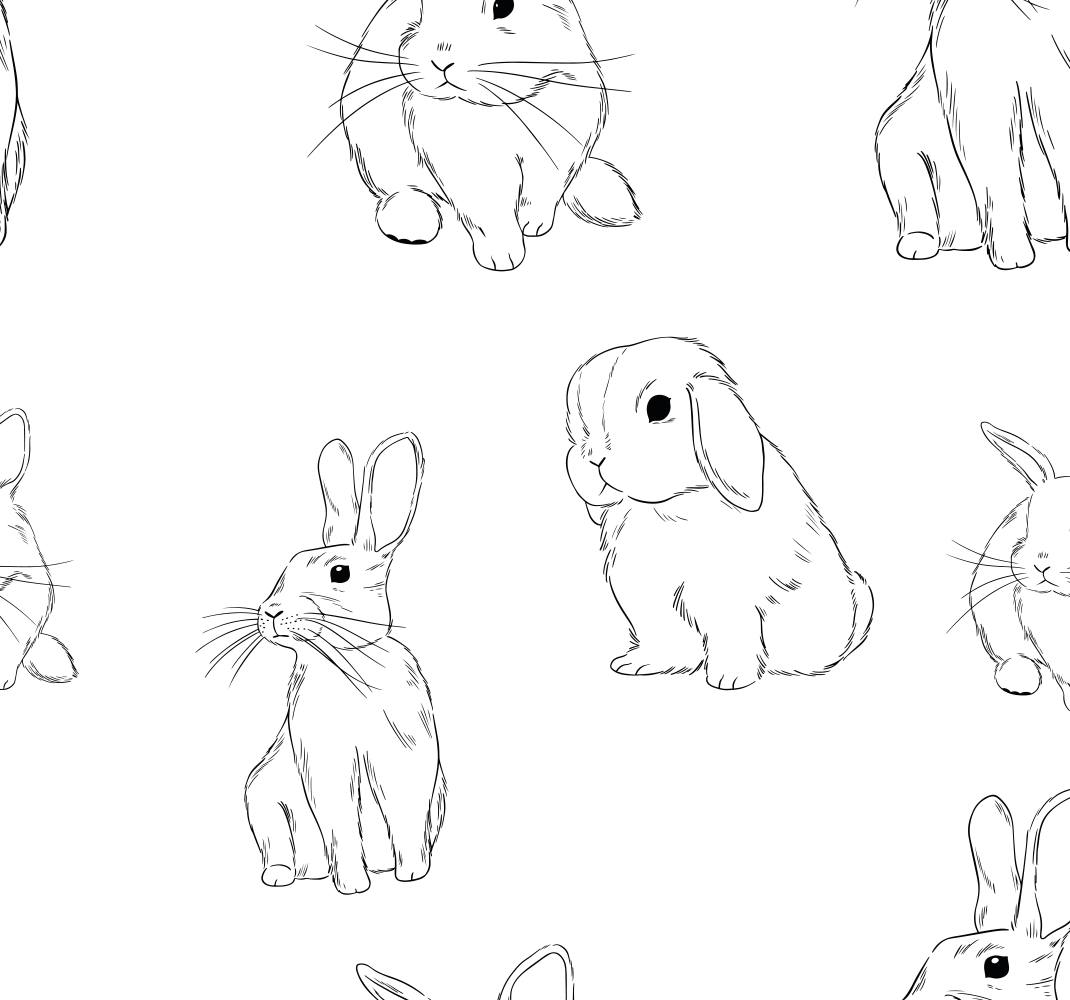 Vinyl Teppich weiß weiße hasen - TenStickers