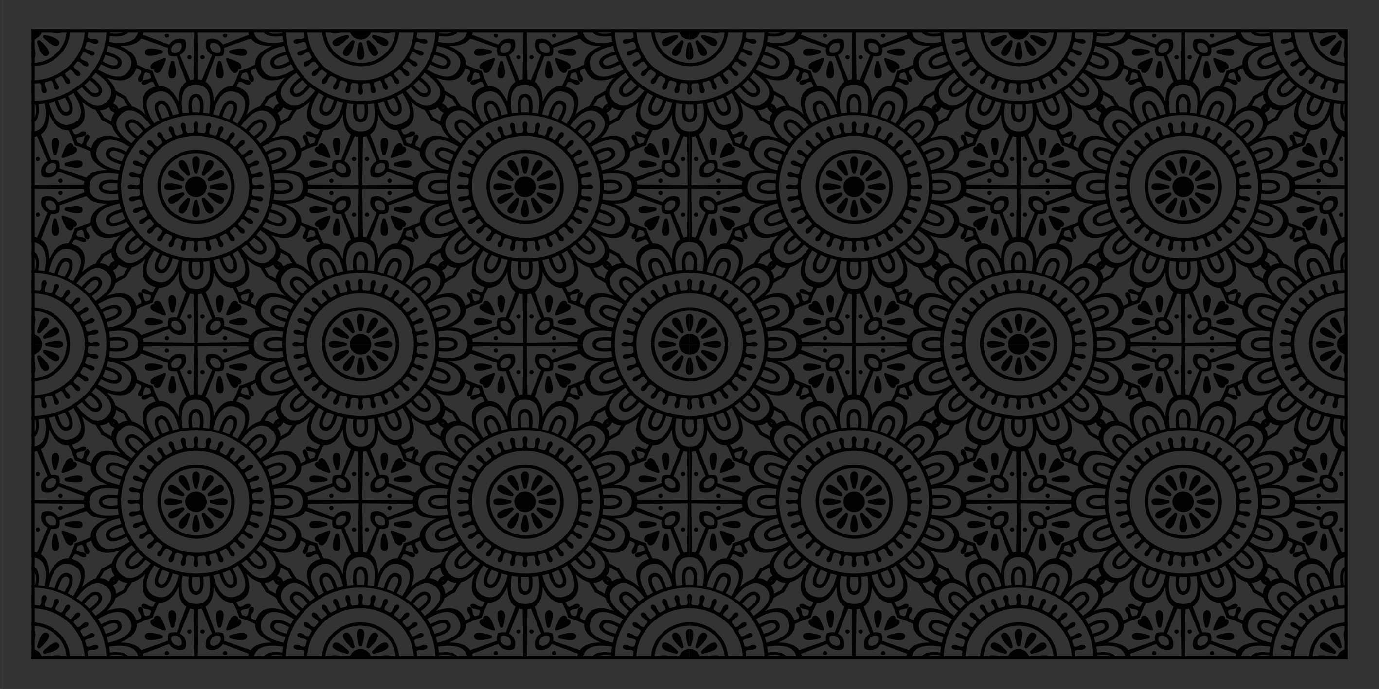 Vinyl Teppich schwarz mandala-blumen - TenStickers