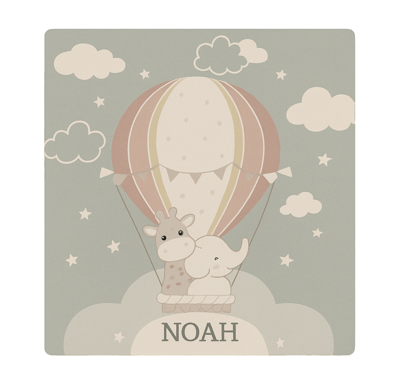 Vinylteppich kindlich mit pastellfarbenem ballon und name - TenStickers