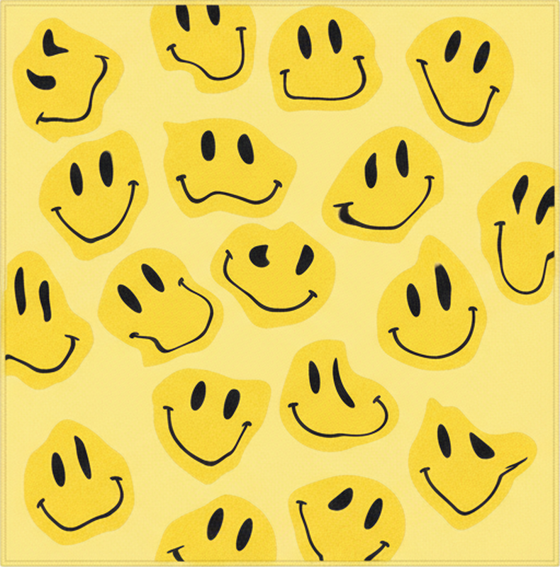 Vinyl teppich kinder mit verzerrten smiley-gesichtern - TenStickers