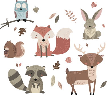 Vinyl teppich tiere im herbststil - TenStickers