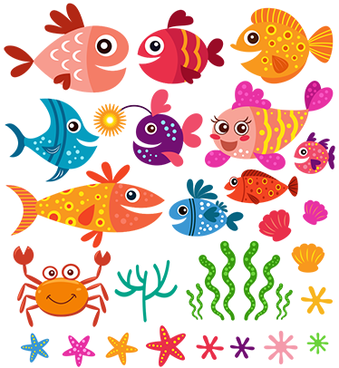 Vinyl teppich tiere fische für kinder - TenStickers
