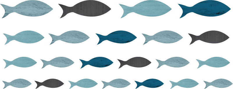 Vinyl teppich tiere in blauen fischsilhouetten - TenStickers