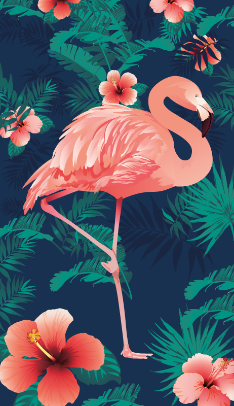 Vinyl teppich tiere tropische rosa flamingos - TenStickers