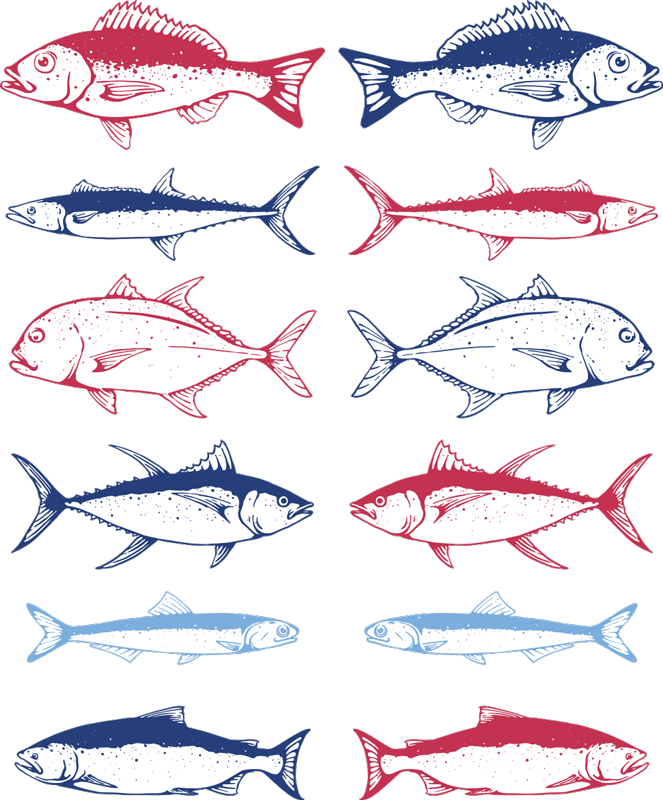 Vinyl teppich tiere handgezeichnete fische motiv - TenStickers