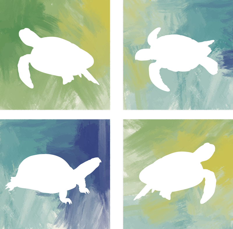 Vinyl teppich tiere bunte schildkrötenfliesen - TenStickers