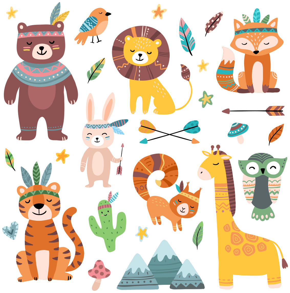 Vinyl teppich tiere mit baby wildtieren - TenStickers