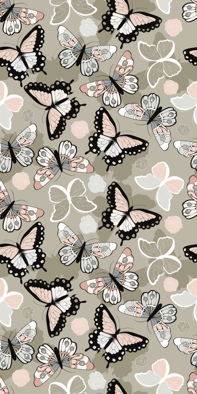 Vinyl teppich tiere beige fliegende schmetterlinge - TenStickers