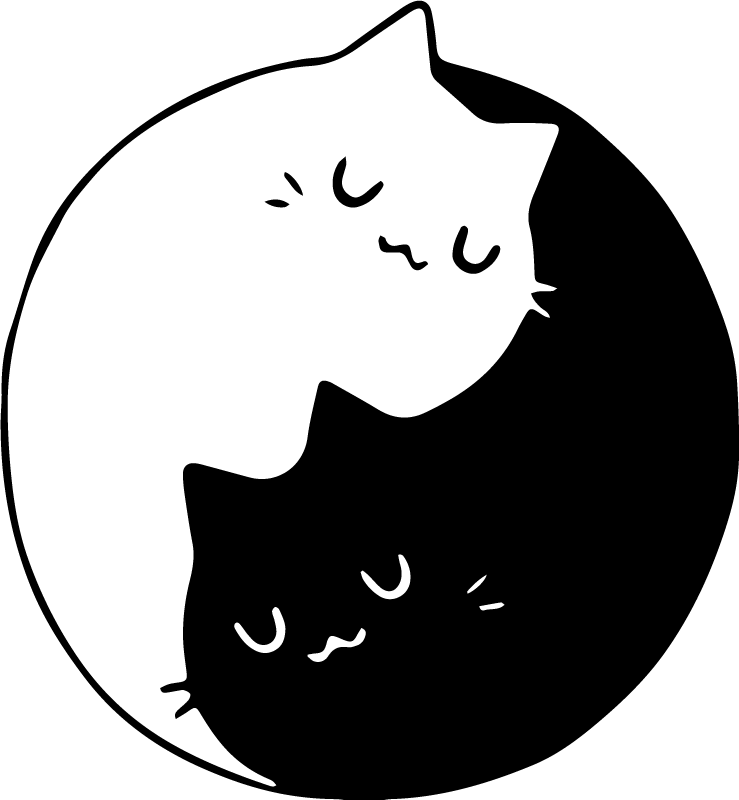 Vinyl teppich tiere mit yin yang katzen - TenStickers