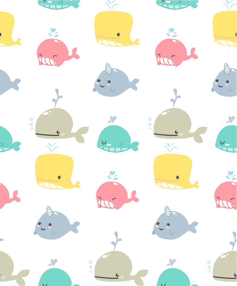 Vinyl teppich tiere mit bunten baby-walen - TenStickers
