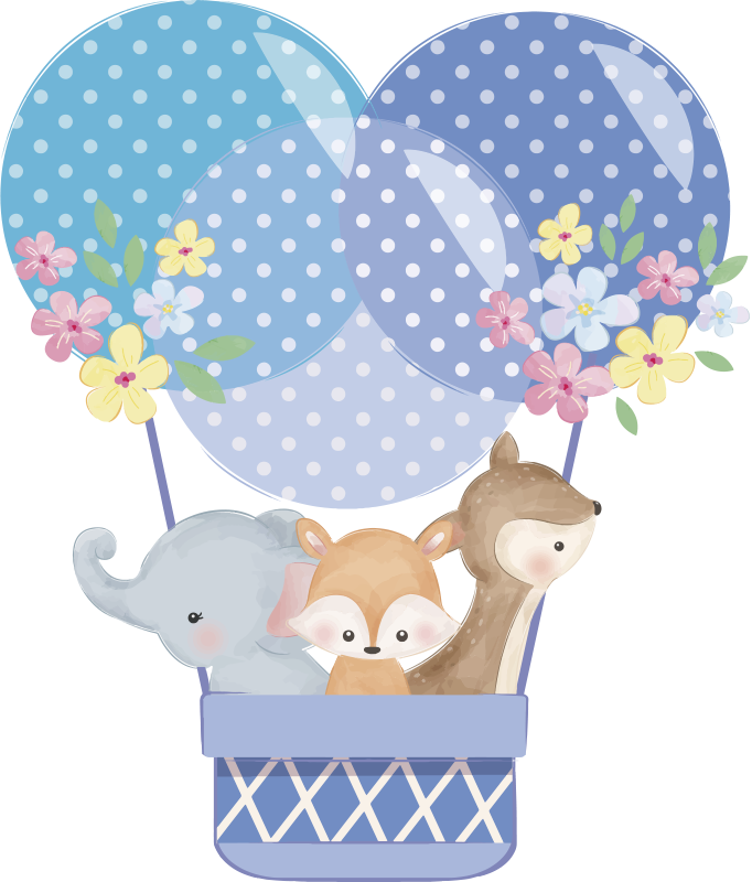 Vinyl teppich tiere aquarell tiere heißluftballon - TenStickers