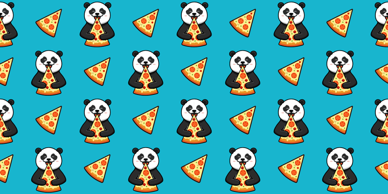Vinyl teppich tiere panda beim pizzaessen - TenStickers