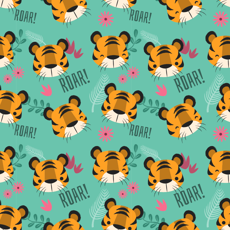 Vinyl teppich tiere mit brüllenden babytigern - TenStickers