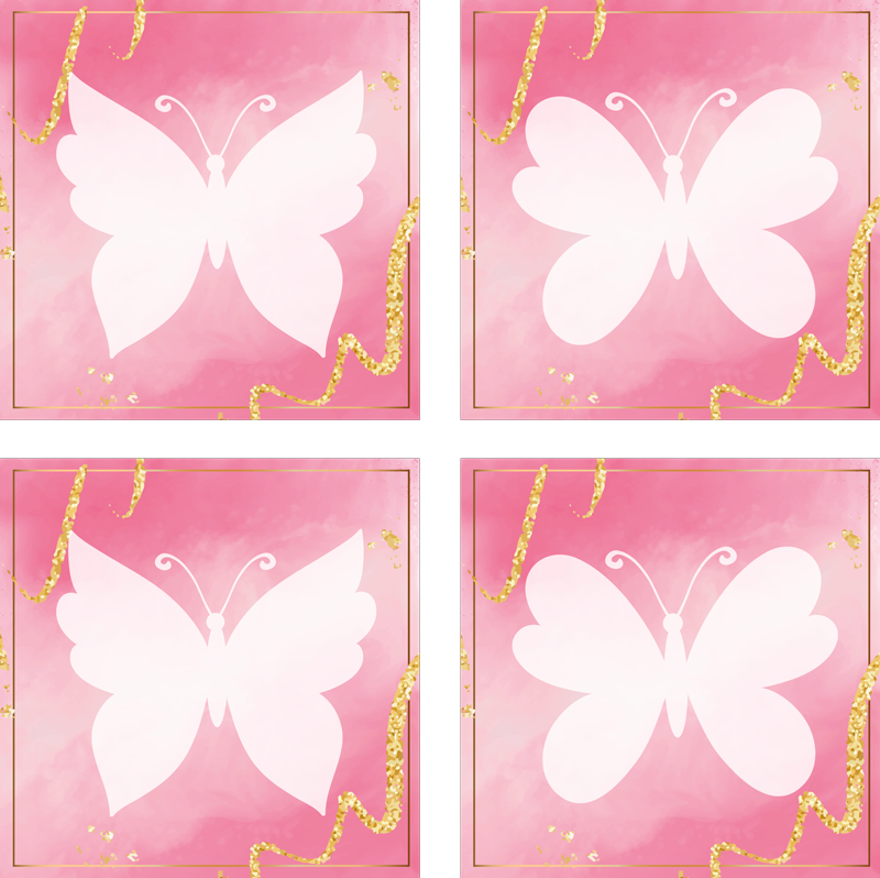 Vinyl teppich tiere in pinken schmetterlingen - TenStickers
