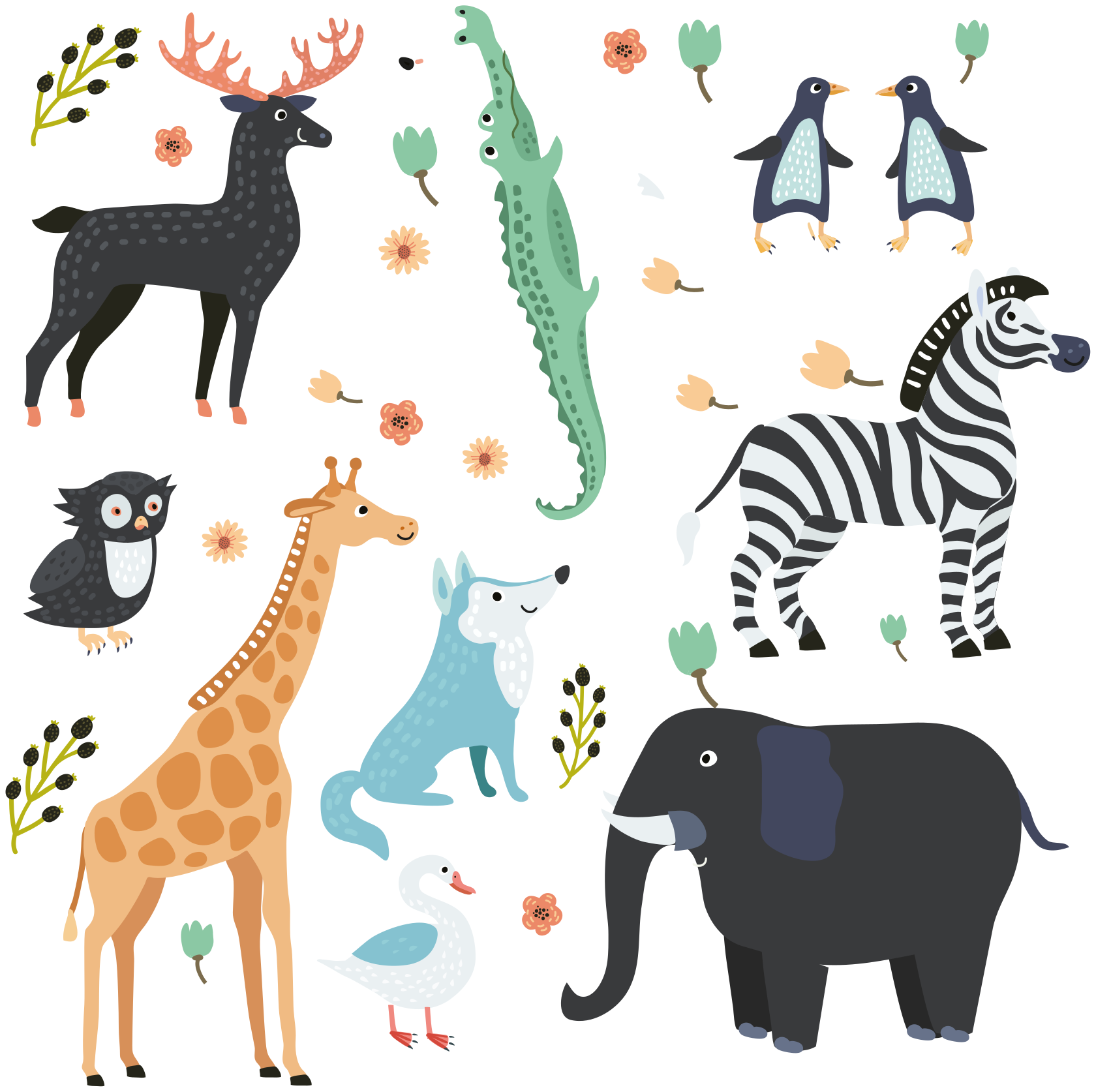Vinyl teppich tiere fröhliche tiere im park - TenStickers