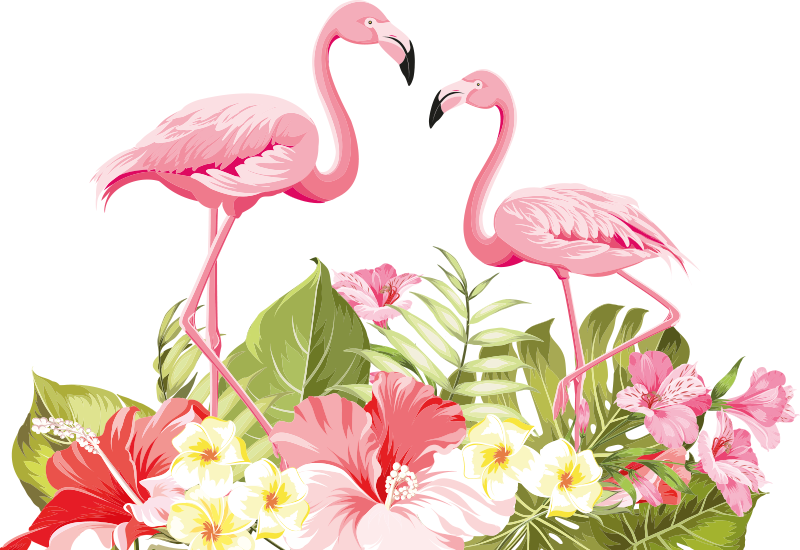 Vinyl teppich tiere tropische blume flamingo - TenStickers