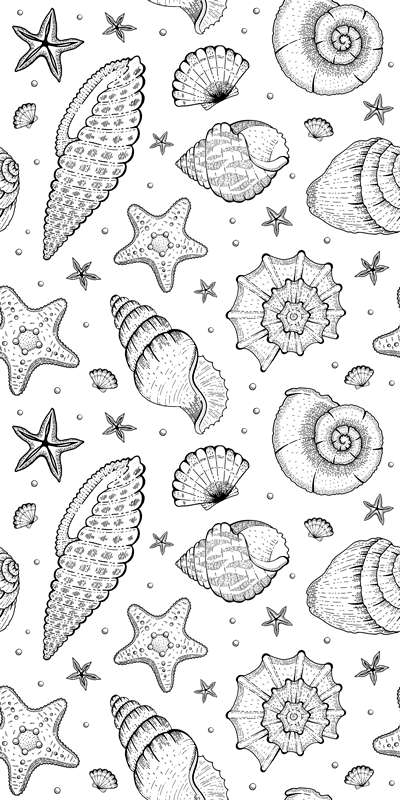 Vinyl teppich tiere meereslebewesen und muscheln - TenStickers
