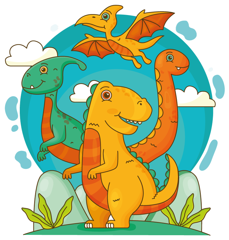 Vinyl teppich tiere dinos im dschungel - TenStickers