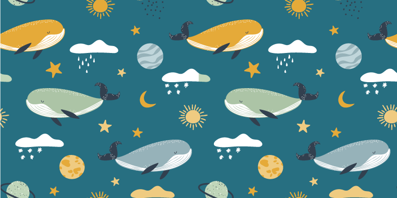 Vinyl teppich tiere mit trendigem walmuster - TenStickers