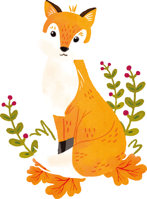 Vinyl teppich tiere aquarell fuchs - TenStickers
