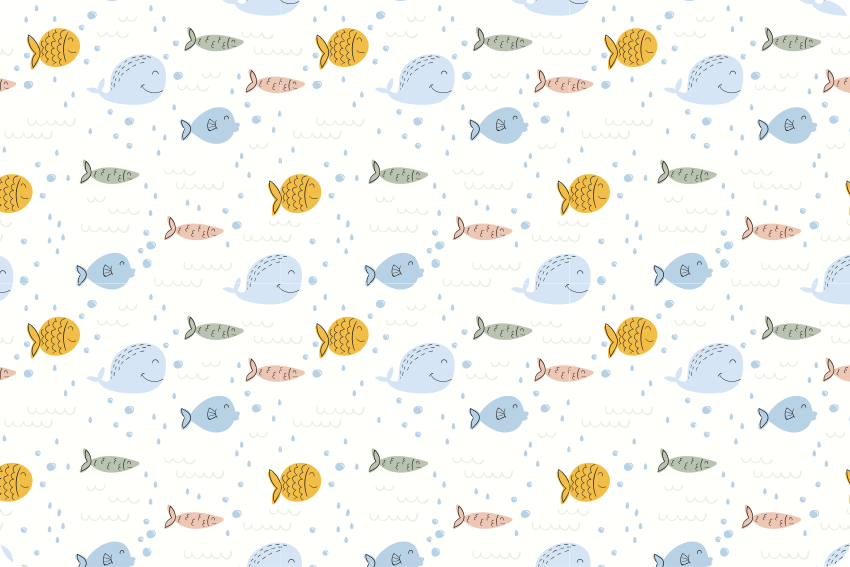 Vinyl teppich tiere mit bunten cartoon-fischen - TenStickers