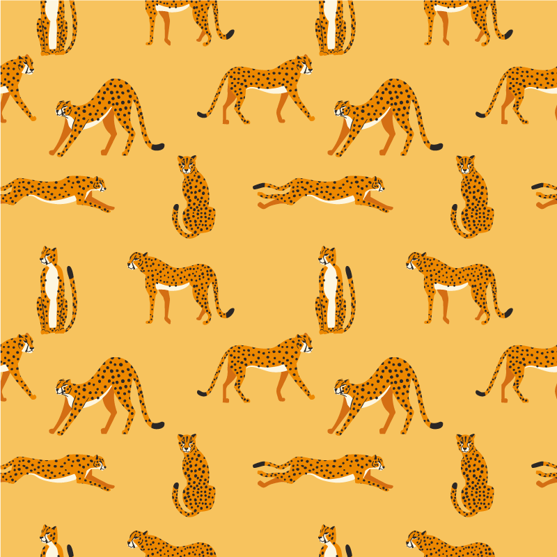 Vinyl teppich tiere gelbe leoparden grafikmuster - TenStickers