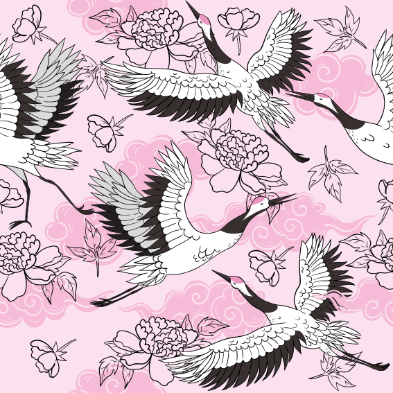 Vinyl teppich tiere moderne pinke vögel - TenStickers