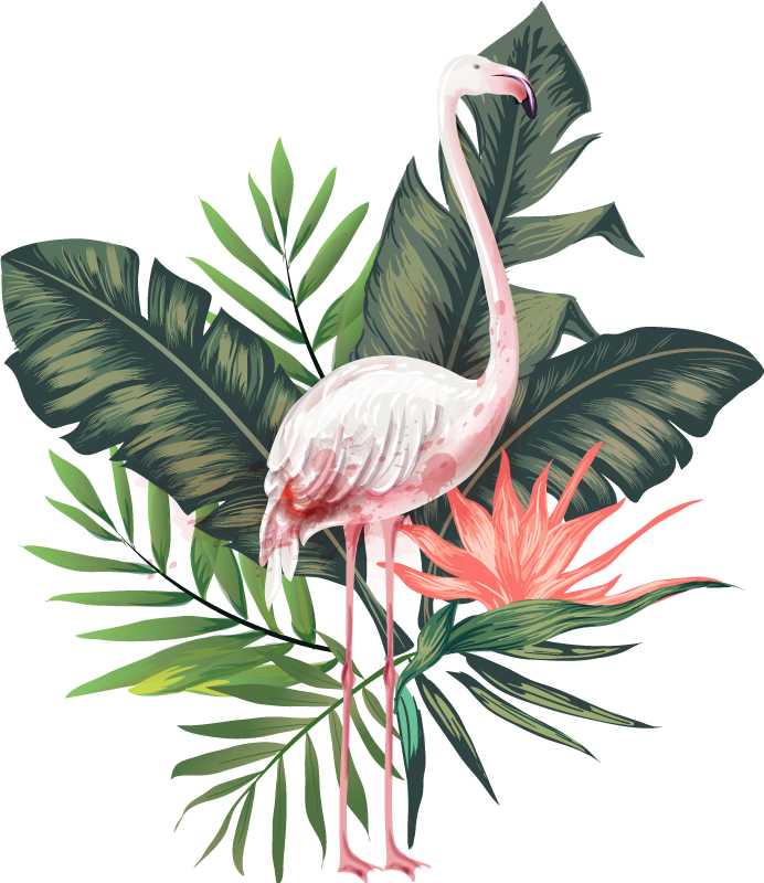 Vinyl teppich tiere aquarell flamingo und blätter - TenStickers