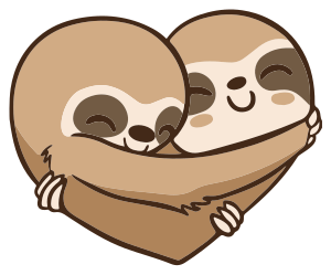 Vinyl teppich tiere anime faultier herz - TenStickers