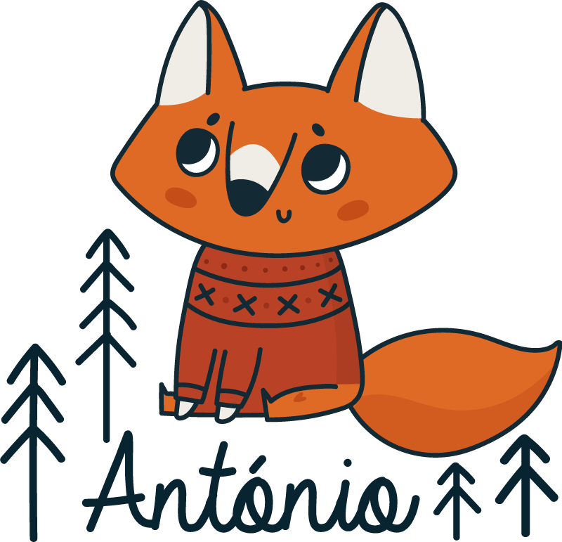 Vinyl teppich tiere nordic fuchs mit namen - TenStickers