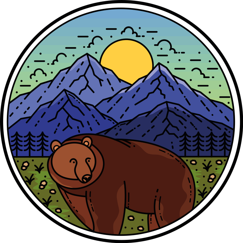 Vinyl teppich tiere berg mit bär rund - TenStickers