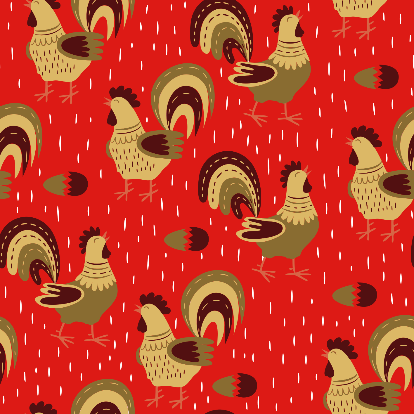 Vinyl teppich tiere mit chinesischem hahn muster - TenStickers